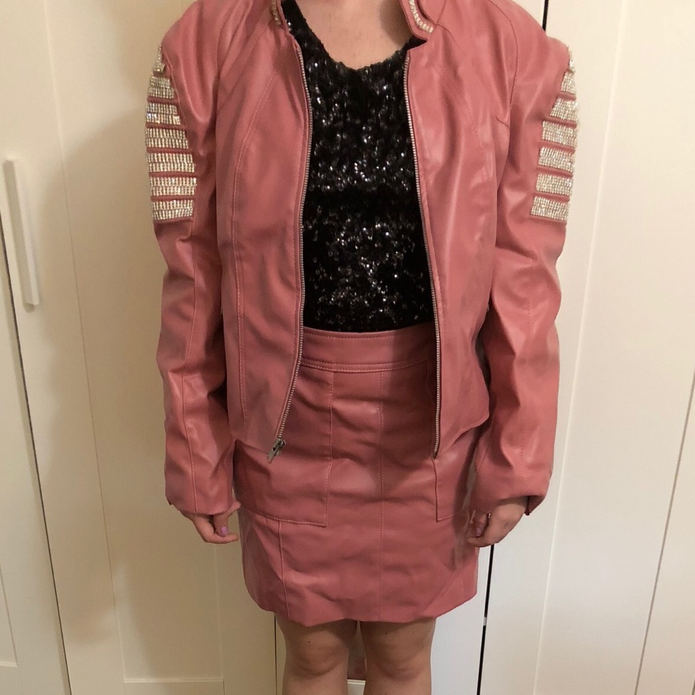 Pink leather jacket